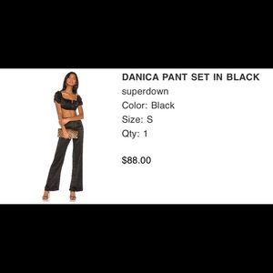 Superdown Black silk two piece pants set.